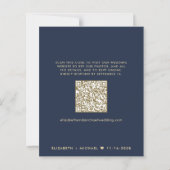 Navy Gold QR Code Huwelijksreceptie Uitnodiging (Achterkant)