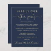 Navy Gold QR Code Huwelijksreceptie Uitnodiging (Voorkant / Achterkant)