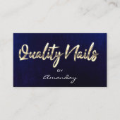 Navy Gold Quality Nail Script QR Code Logo Visitekaartje (Voorkant)