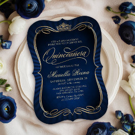 Navy Gold Quinceañera Kaart