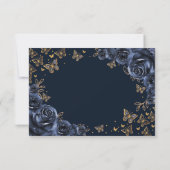 Navy Gold Quinceanera Reply RSVP Kaartje (Achterkant)