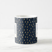 Navy Gold Raindrop Modern Trendy Monogram Koffiemok (Center)