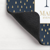 Navy Gold Raindrop Modern Trendy Monogram Muismat (Hoek)