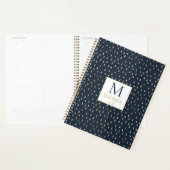 Navy Gold Raindrop Modern Trendy Monogram Planner (Display)