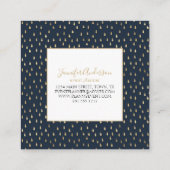 Navy Gold Raindrop Modern Trendy Monogram Vierkante Visitekaartje (Achterkant)