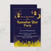 Navy & Gold Ramadan Iftar uitnodiging (Voorkant / Achterkant)