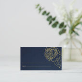 NAVY GOLD ROOS FLORAL BAT MITZVAH PLACE CARDS VISITEKAARTJE (Staand voorkant)