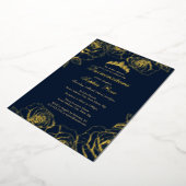 Navy Gold Roos Garden Quinceanera Folie Uitnodiging (Gedraaid)