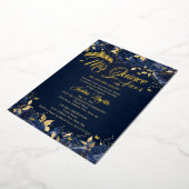 Navy Gold Roos Mis Quince Quinceanera Folie Uitnodiging (Gedraaid)