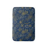 Navy & Gold Roos – Naadloos Botanisch Patroon Badmat (Voorkant Verticaal)