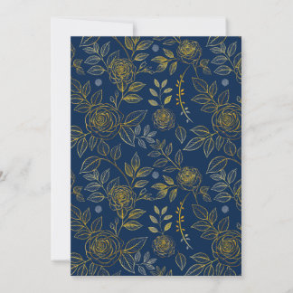 Navy & Gold Roos – Naadloos Botanisch Patroon Kaart