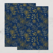 Navy & Gold Rose – Naadloos Bloempatroon Kaart (Voorkant / Achterkant)