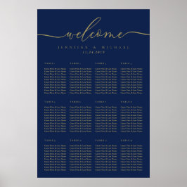 Navy Gold Seating Plan Tabelnummers Welkom Poster