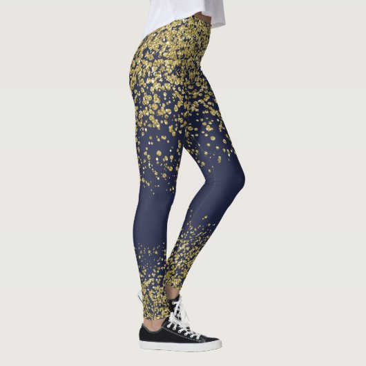 Navy & Gold Shiny Leggings (Rechts)