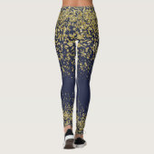 Navy & Gold Shiny Leggings (Achterkant)
