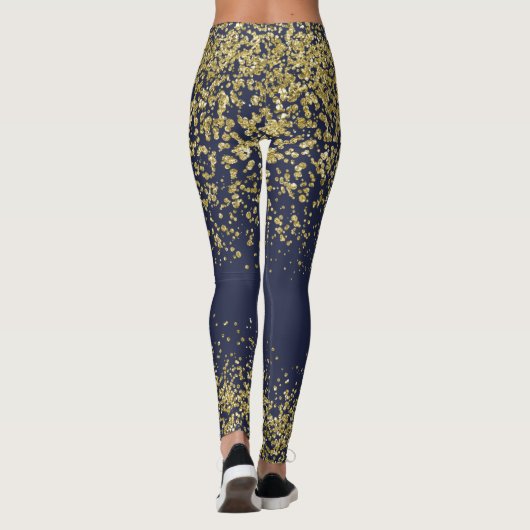 Navy & Gold Shiny Leggings (Achterkant)