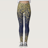 Navy & Gold Shiny Leggings (Voorkant)