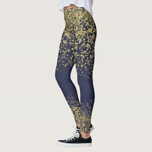 Navy & Gold Shiny Leggings (Links)