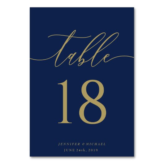Navy Gold Signature Seat Wedding Party Celebration Kaart (Voorkant)