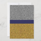 Navy Gold & Silver Confetti Nieuwjaarshuwelijksuit Kaart (Achterkant)