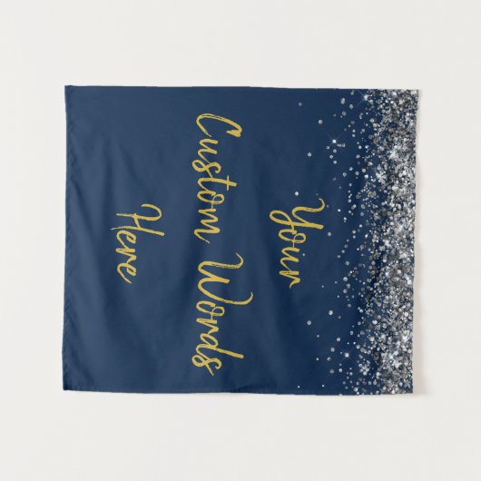 Navy Gold Silver Verjaardag Party Foto Booth Prop Wandkleed (Voorkant (horizontaal))