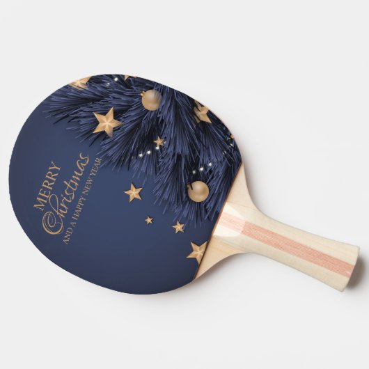 Navy Gold Simple Christmas Day Ping pong peddels Tafeltennisbatje (Zijkant)