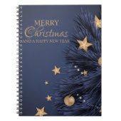 Navy Gold Simple Christmas Day Spiral Foto Notitieboek (Voorkant)