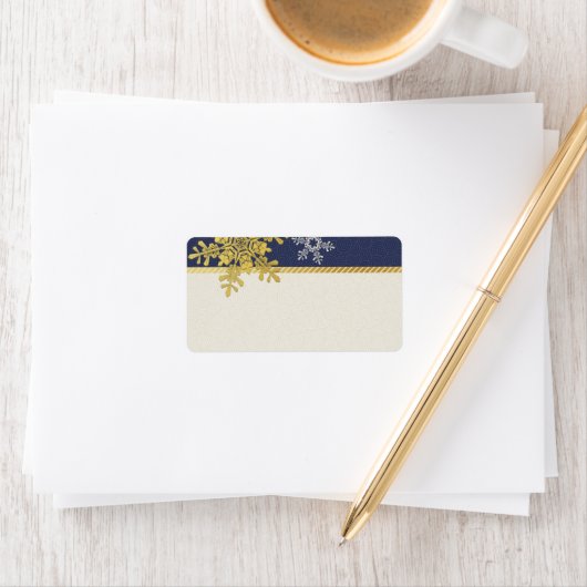 Navy Gold Sneeuwvlok Bruiloft Blank Adresetiketten Etiket (Insitu)