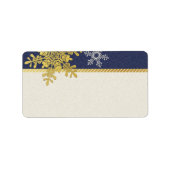Navy Gold Sneeuwvlok Bruiloft Blank Adresetiketten Etiket (Voorkant)
