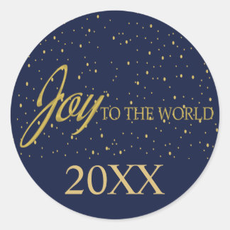 Navy & Gold Sneeuwvreugde aan de Wereld Sticker