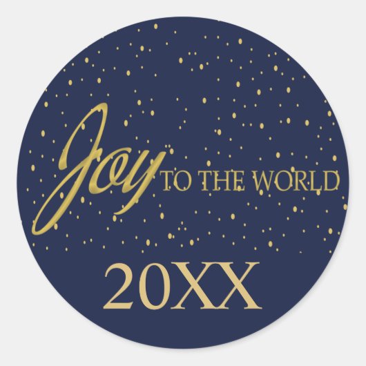 Navy & Gold Sneeuwvreugde aan de Wereld Sticker (Voorkant)