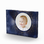 Navy Gold Snowflake kerstfeestdag fotoblok (Rechts)