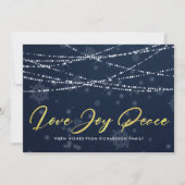 NAVY GOLD SNOWFLAKE LICHTE STRENGEN VAN JOY PEACE FEESTDAGENKAART (Voorkant)