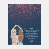 Navy Gold Sparkle Girls Friend Letter Note Fleece Deken (Voorkant)