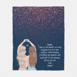 Navy Gold Sparkle Girls Friend Letter Note Fleece Deken