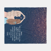 Navy Gold Sparkle Girls Friend Letter Note Fleece Deken (Voorkant (Horizontaal))