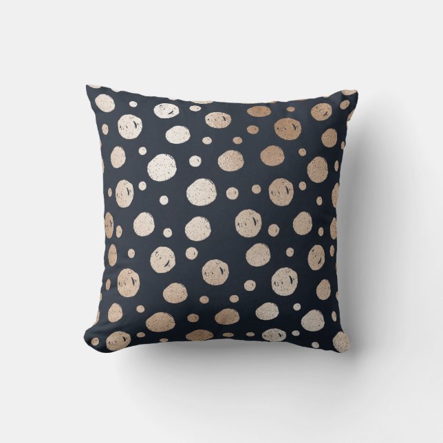 Navy/Gold Sparkle Polka Dot Reversible Pillow Kussen (Voorkant)