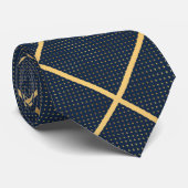 NAVY GOLD STAR GRID MANNEN STROPDAS (Opgerold)