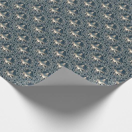 Navy & Gold Star of Wonder Mandala Art Deco Fans Cadeaupapier (Hoek)