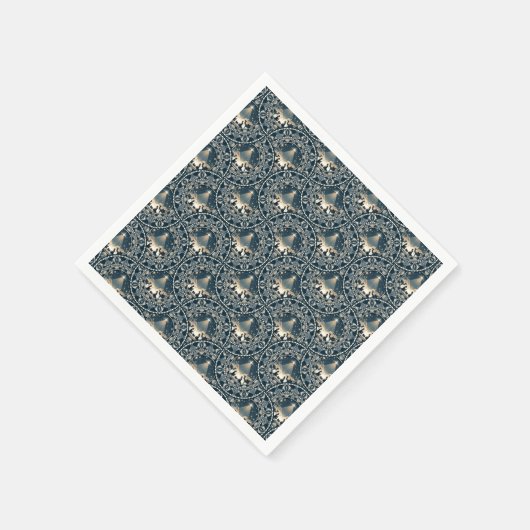 Navy & Gold Star of Wonder Mandala Art Deco Fans Servet (Hoek)