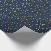 NAVY GOLD STAR PATTERN WRAPPINGPAPIER GIFT WRAP CADEAUPAPIER (Hoek)