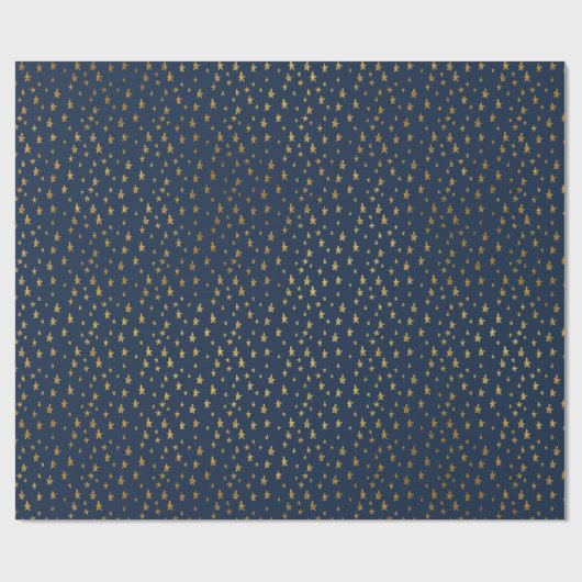 NAVY GOLD STAR PATTERN WRAPPINGPAPIER GIFT WRAP CADEAUPAPIER (Vlak)