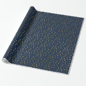 NAVY GOLD STAR PATTERN WRAPPINGPAPIER GIFT WRAP CADEAUPAPIER (Uitgerold)