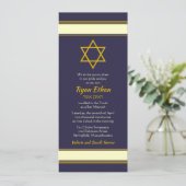 Navy Gold Star van David Bar Mitzvah Invitation Kaart (Staand voorkant)