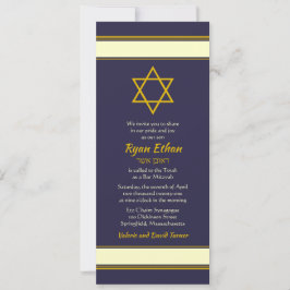 Navy Gold Star van David Bar Mitzvah Invitation Kaart