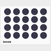 Navy + Gold Stars Aangepaste tekst/adres Ronde Sticker (Vel)