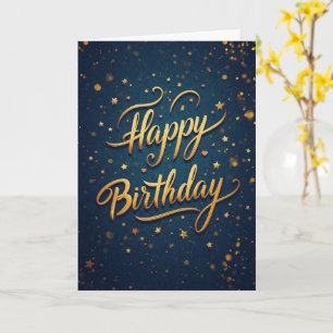 Navy Gold Stars Verjaardagskaart Kaart