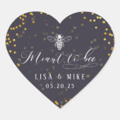 Navy Gold Stippen bedoeld om honing bruiloft gunst Hart Sticker (Voorkant)