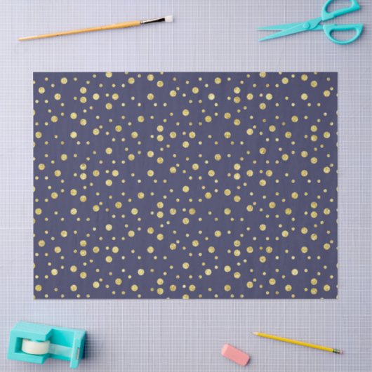 Navy Gold Stippen Chic Tissue Papier (Craft)