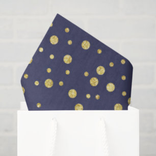 Navy Gold Stippen Chic Tissue Papier